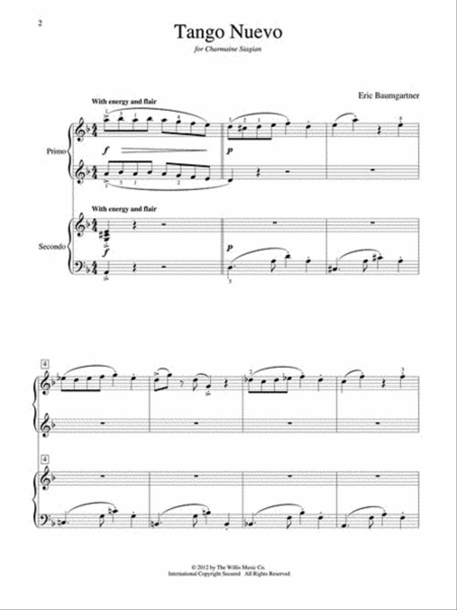 Tango Nuevo 1 Piano, 4-Hands scores gallery preview page 2