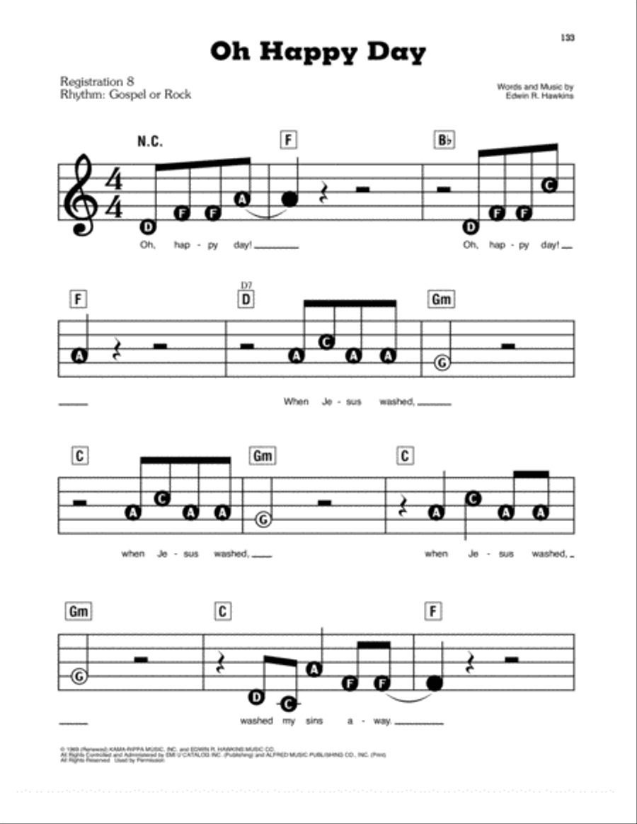 Oh Happy Day Oh Happy Day Electronic Keyboard scores gallery preview page 1