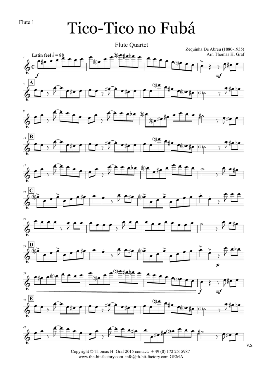 Tico-Tico no Fubá - Choro - Flute Quartet Flute Quartet scores gallery preview page 4