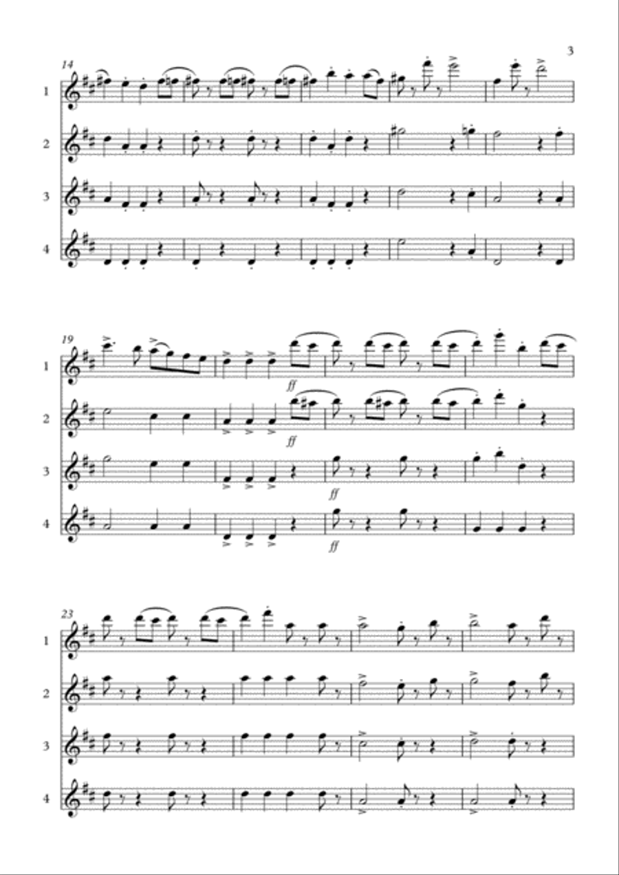 RADETSKY MARCH for 4 flutes - JOHANN STRAUSS Flute Quartet scores gallery preview page 3