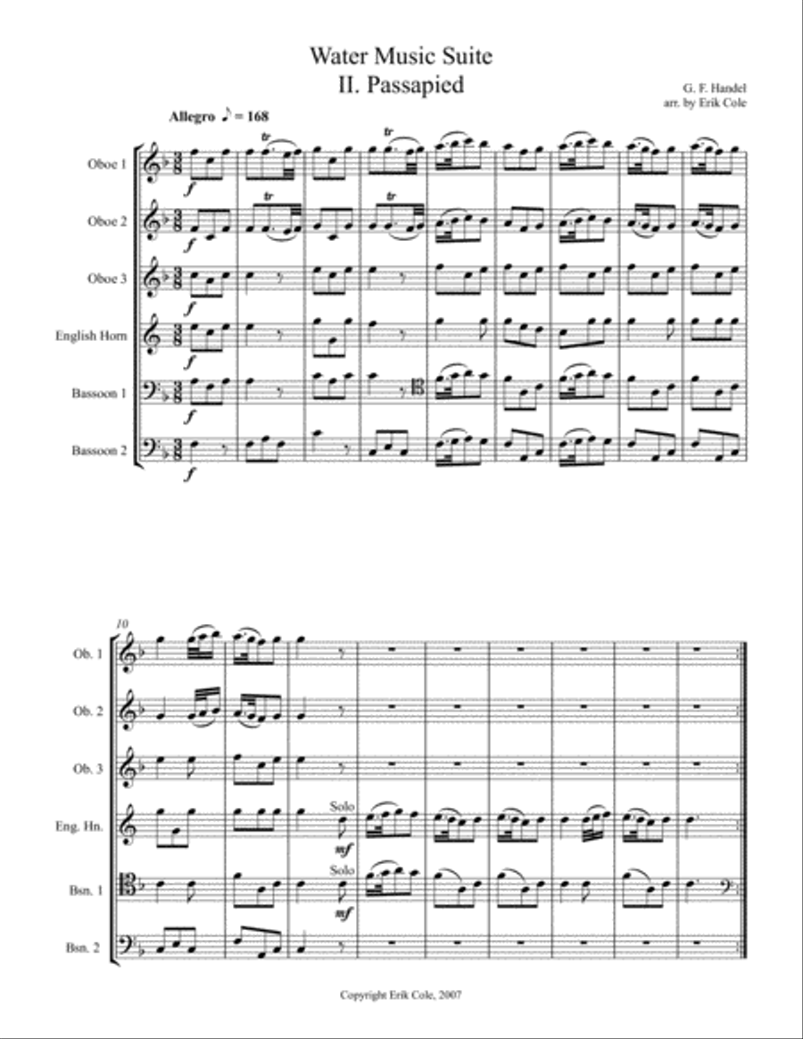 Water Music Suite, Mvt. 2 Woodwind Ensemble scores gallery preview page 1