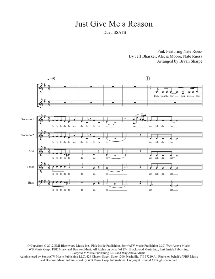 Just Give Me A Reason Divisi scores gallery preview page 1