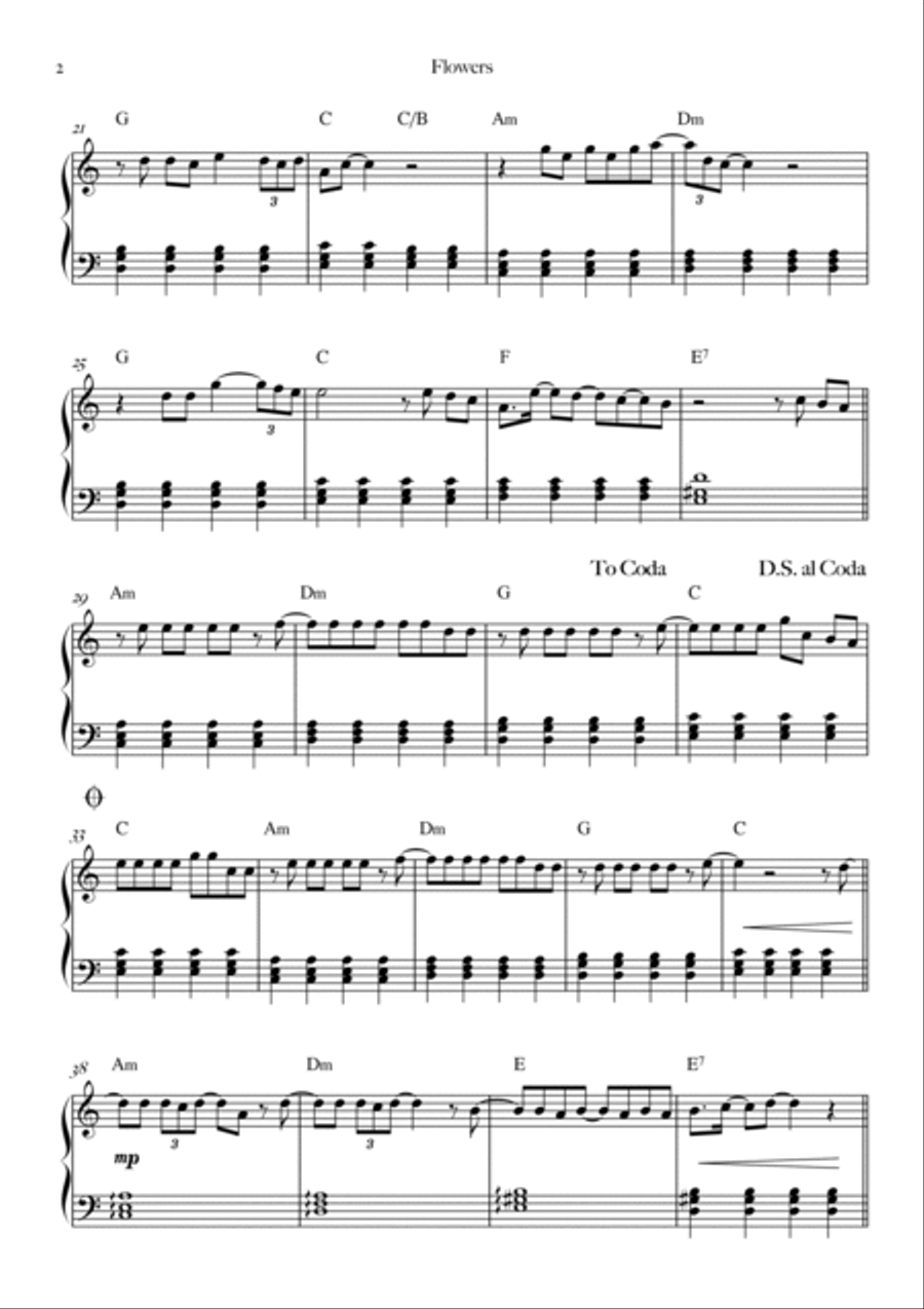 Flowers Flowers Easy Piano scores gallery preview page 2