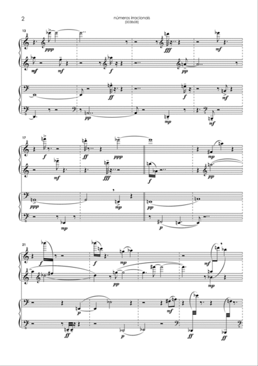 Numeros irracionais 1 Piano, 4-Hands scores gallery preview page 2
