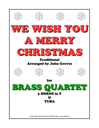 Book cover for We Wish You A Merry Christmas - 3 French Horn & Tuba (Brass Quartet)