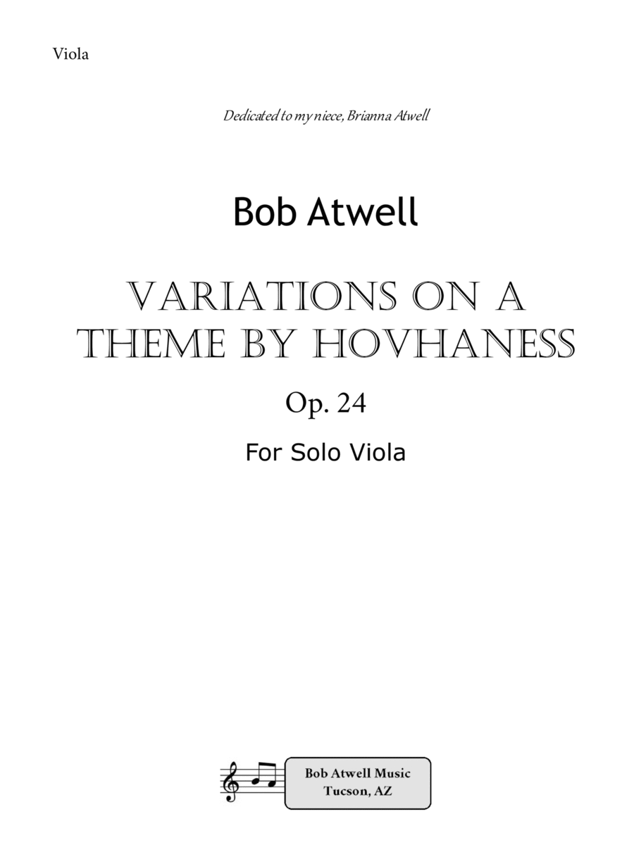 Variations on a theme by Hovhaness Viola Solo scores gallery preview page 1