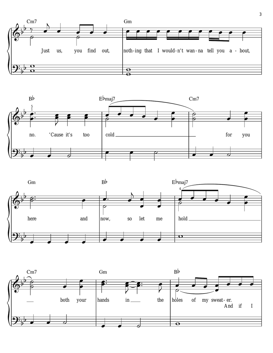 Sweater Weather Easy Piano scores gallery preview page 3