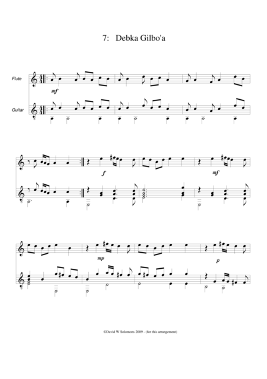 Debka Gilboa (Debka from Gilboa) for flute and guitar Flute scores gallery preview page 1