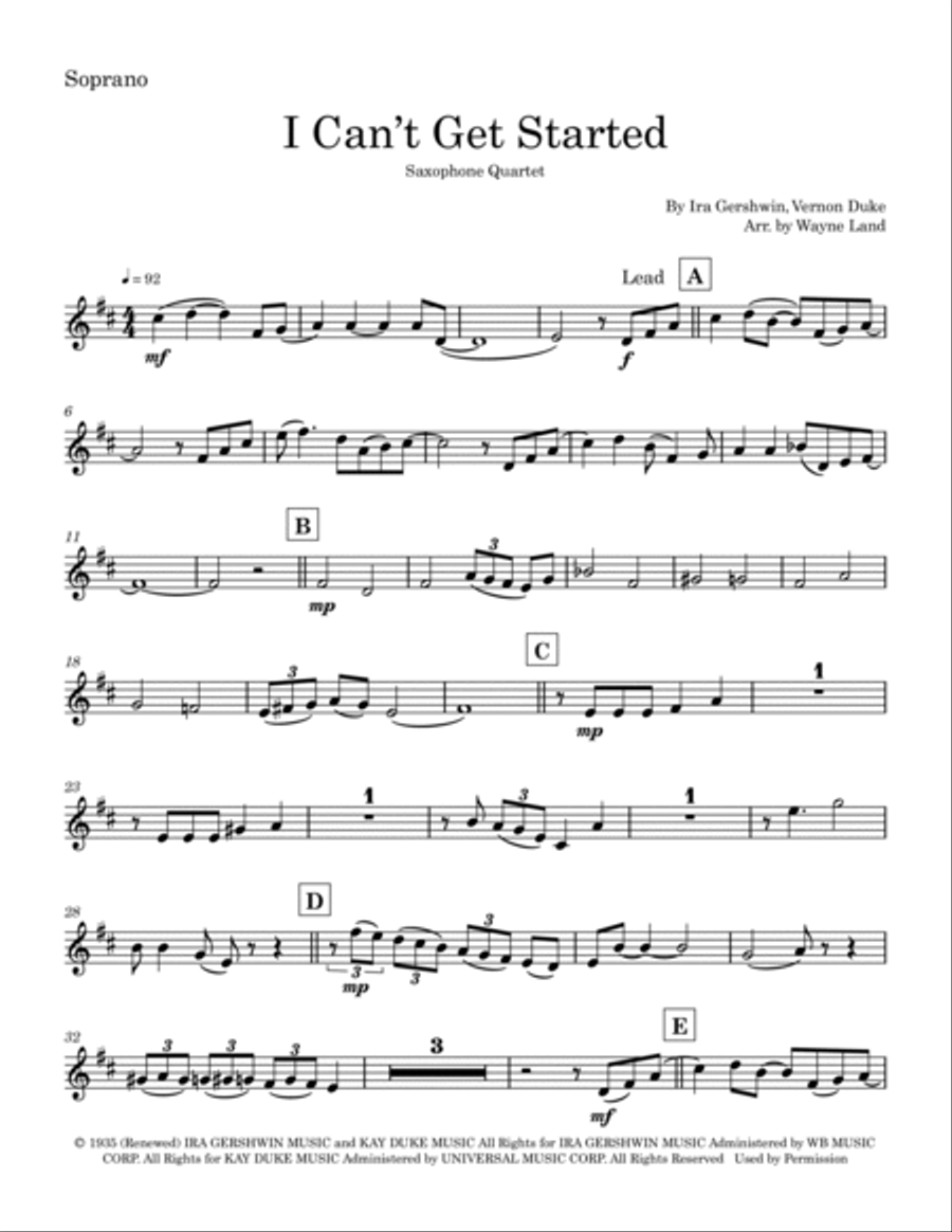 I Can't Get Started Saxophone Quartet scores gallery preview page 5