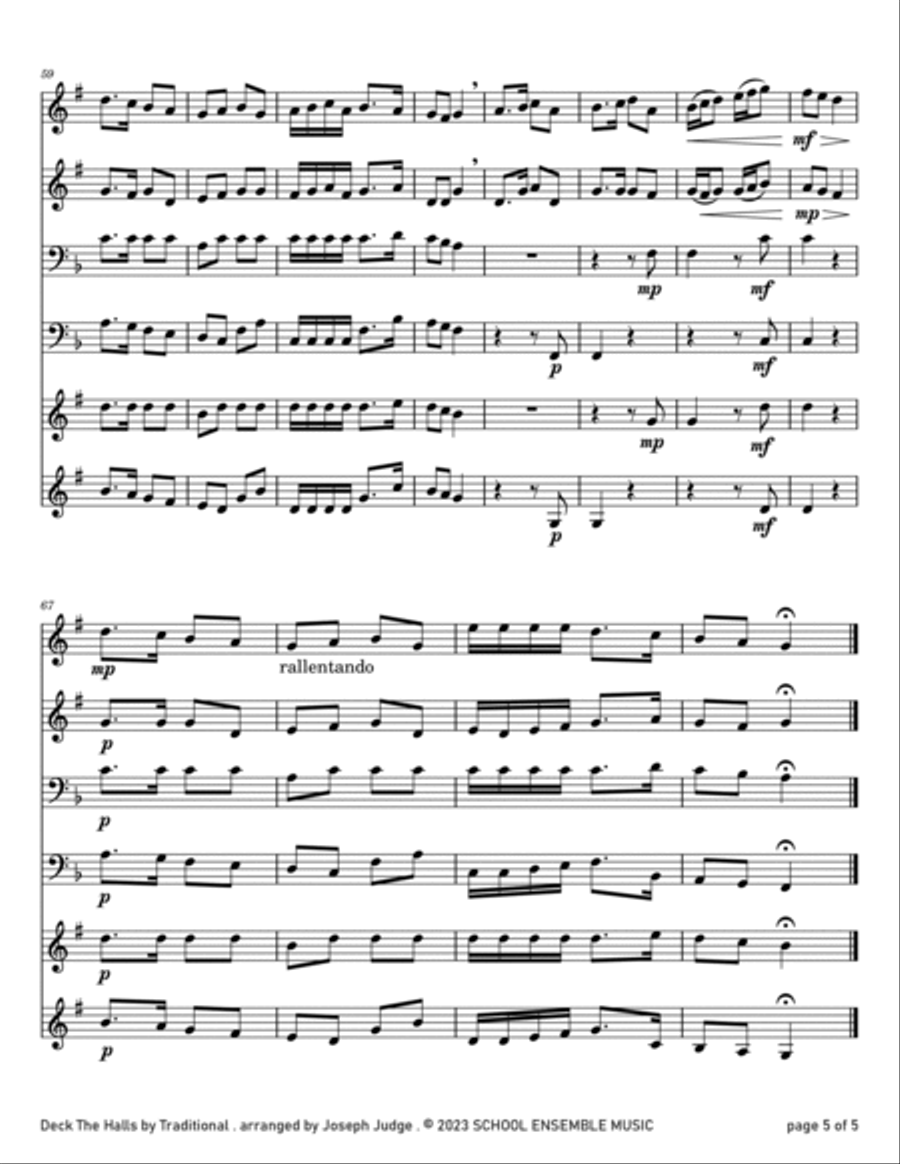 Deck The Halls for Brass Quartet in Schools Brass Quartet scores gallery preview page 5