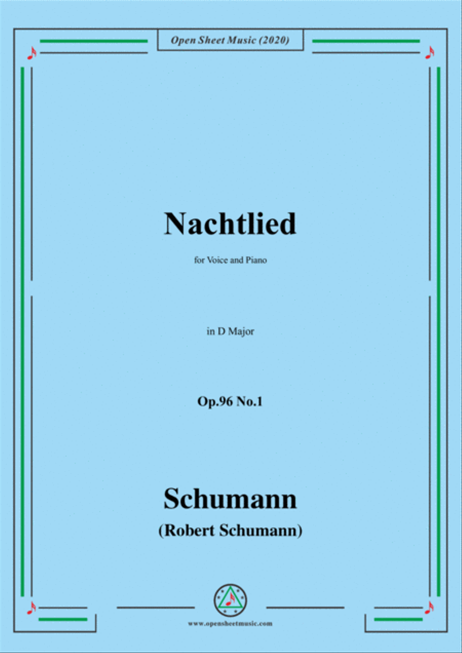 Book cover for Schumann-Nachtlied,Op.96 No.1,in D Major,for Voice&Piano