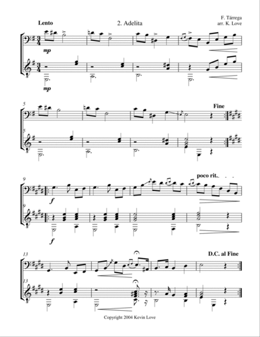 T. for Two (Cello and Guitar) - Score and Parts String Duet scores gallery preview page 2