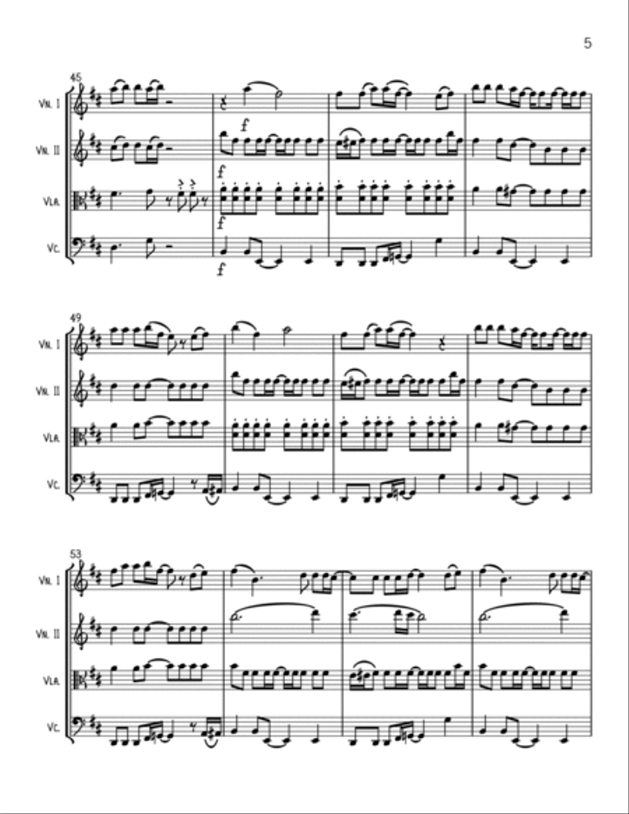Dance The Night String Quartet scores gallery preview page 5
