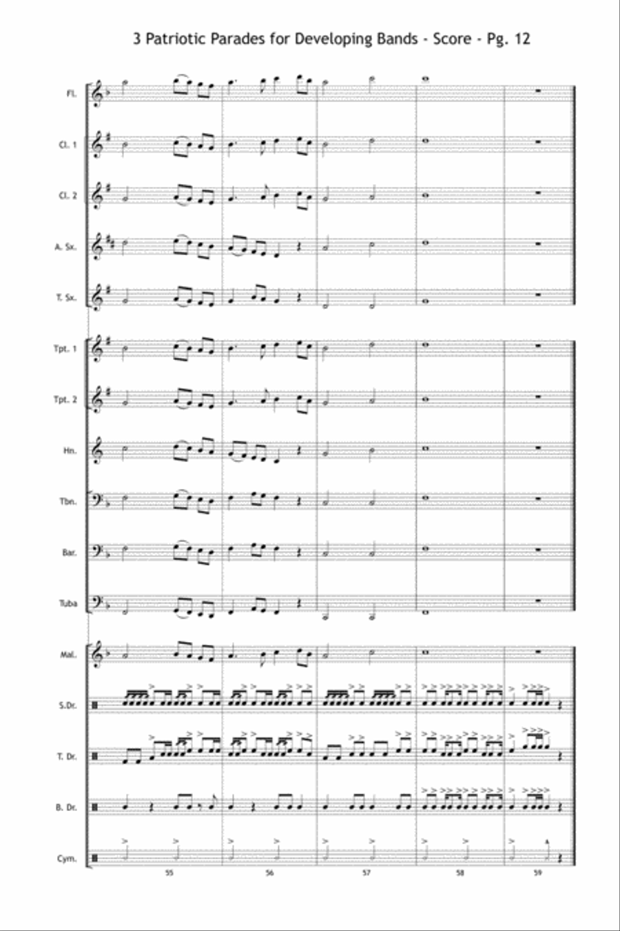 3 Patriotic Parades Marching Band scores gallery preview page 13