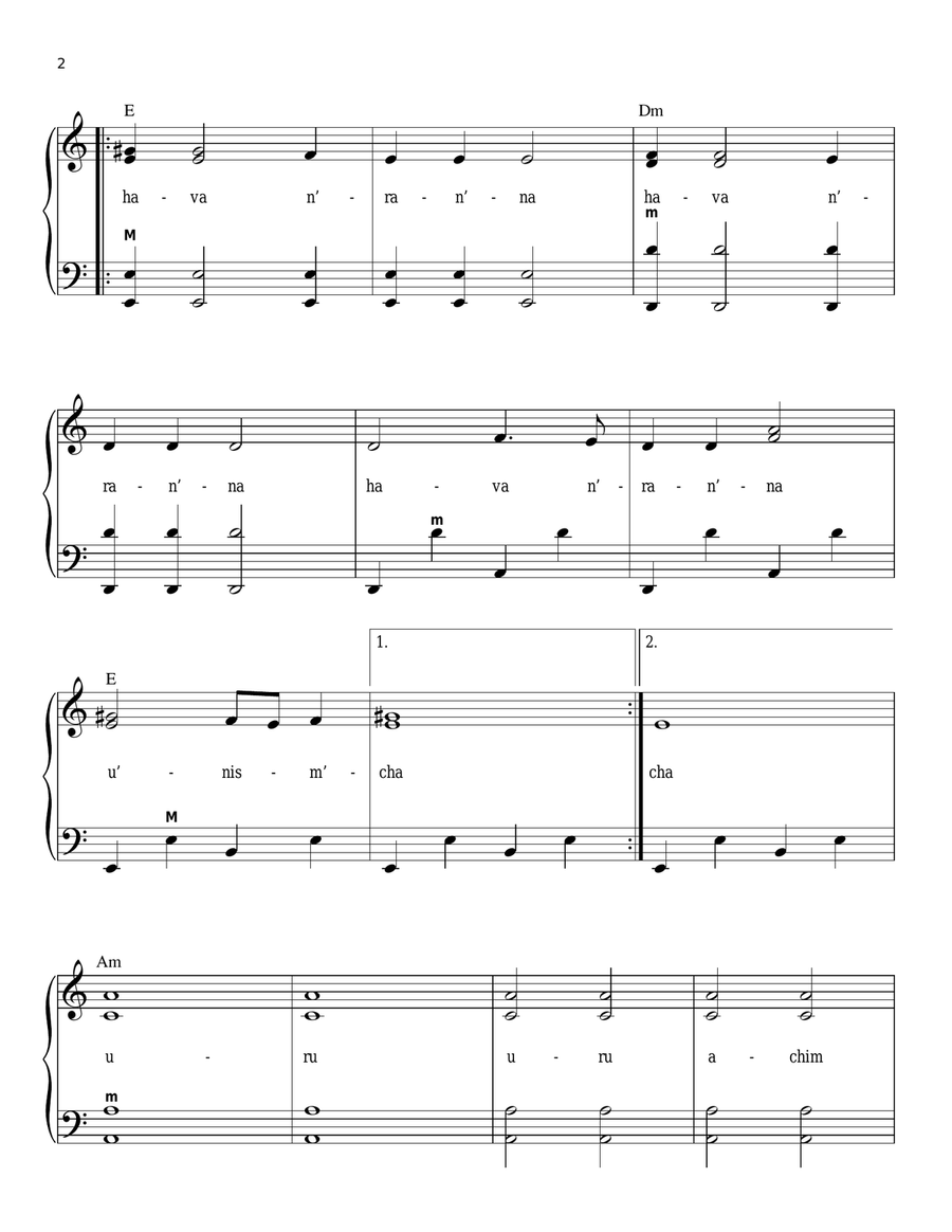 Hava Nagila (Let's Be Happy) Accordion scores gallery preview page 2