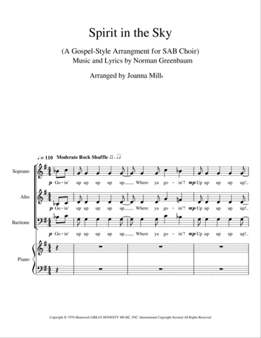 Spirit In The Sky 3-Part scores gallery preview page 2