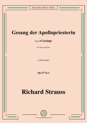 Richard Strauss-Gesang der Apollopriesterin,in B flat Major