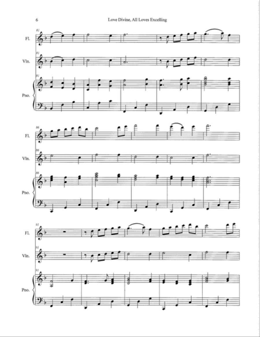 Love Divine, All Loves Excelling (with Jesus Loves Me) Flute scores gallery preview page 6