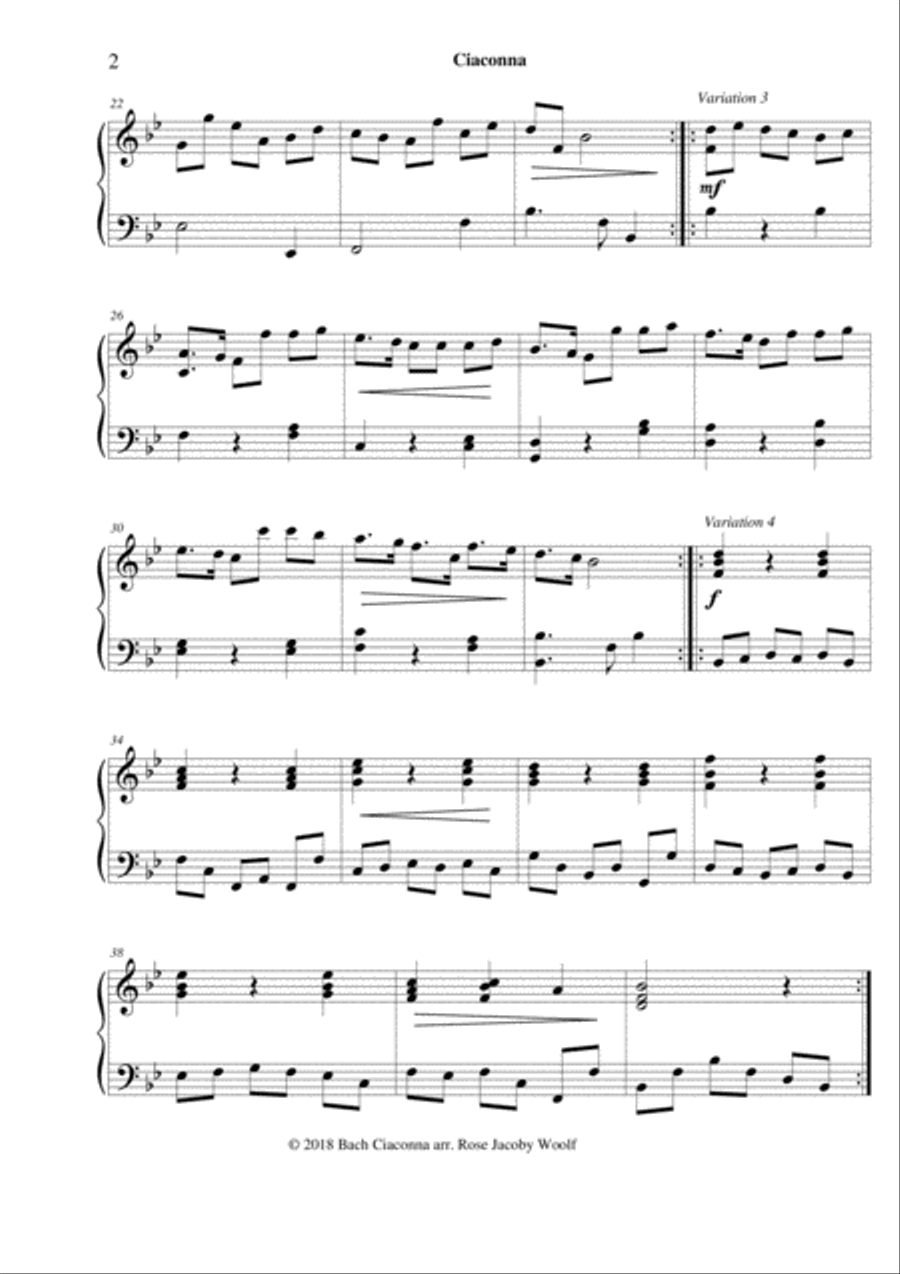 Ciaconna (J.B. Bach) - piano solo Piano Method scores gallery preview page 2