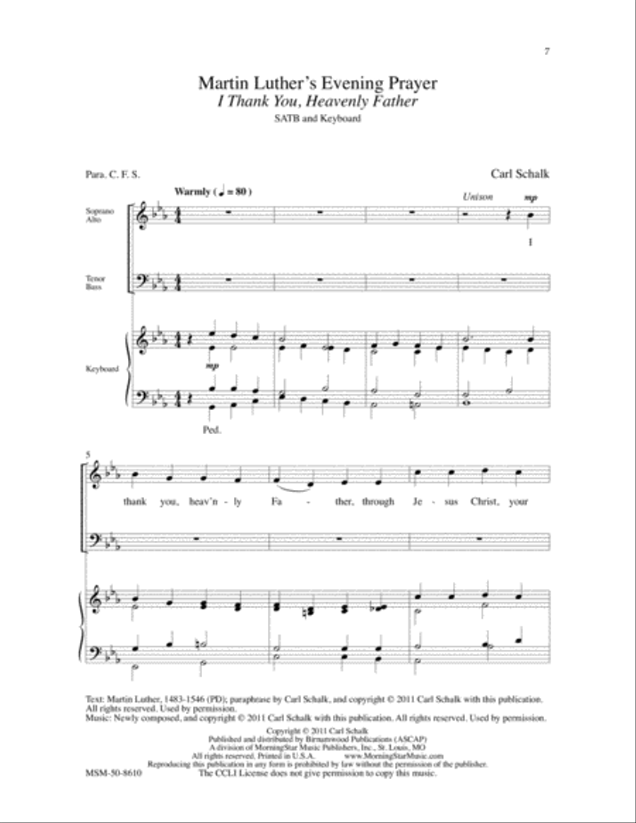 Luther's Morning Prayer & Luther's Evening Prayer 4-Part scores gallery preview page 4