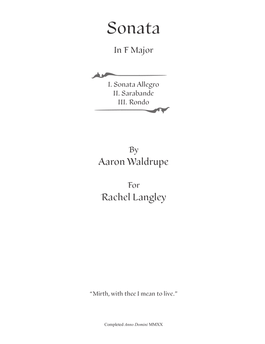 Sonata - in F Major Piano Solo scores gallery preview page 1