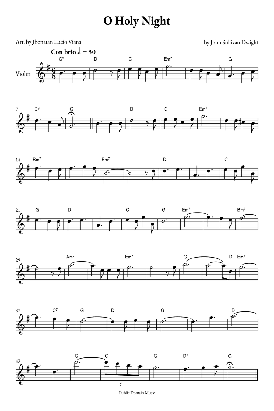 O Holy Night Violin Solo scores gallery preview page 1