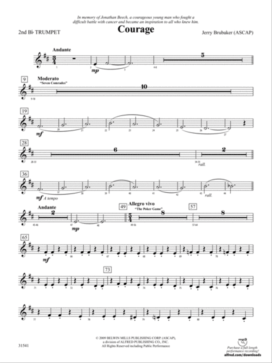 Courage: 2nd B-flat Trumpet Full Orchestra scores gallery preview page 1
