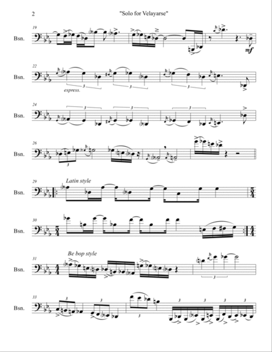 Solo for Velayarse, Op3 (bassoon solo version) Bassoon Solo scores gallery preview page 2