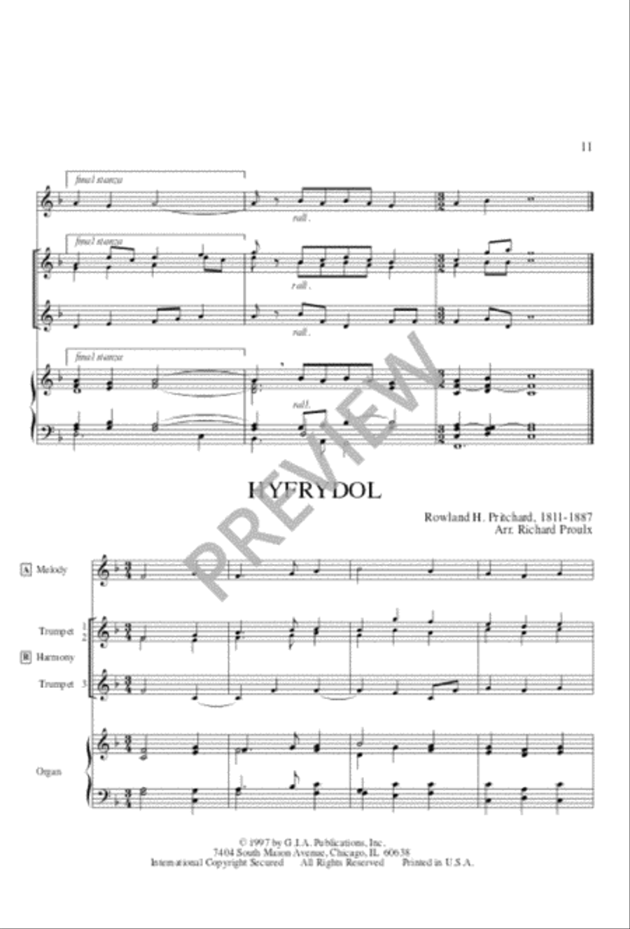 Twelve Hymn Settings for Three Trumpets and Organ Trumpet Trio scores gallery preview page 9