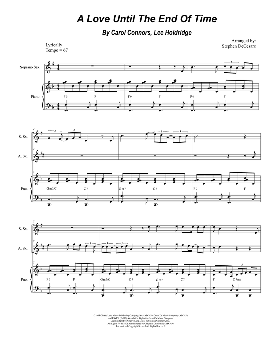 A Love Until The End Of Time Woodwind Duet scores gallery preview page 1