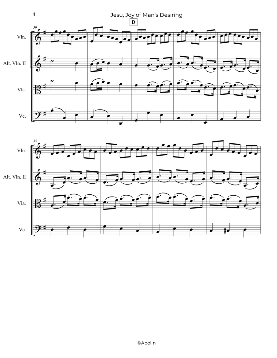 J.S. Bach: Jesu, Joy of Man's Desiring - String Trio (Violin, Viola, Cello), or 2 Violins and Cello String Trio scores gallery preview page 5