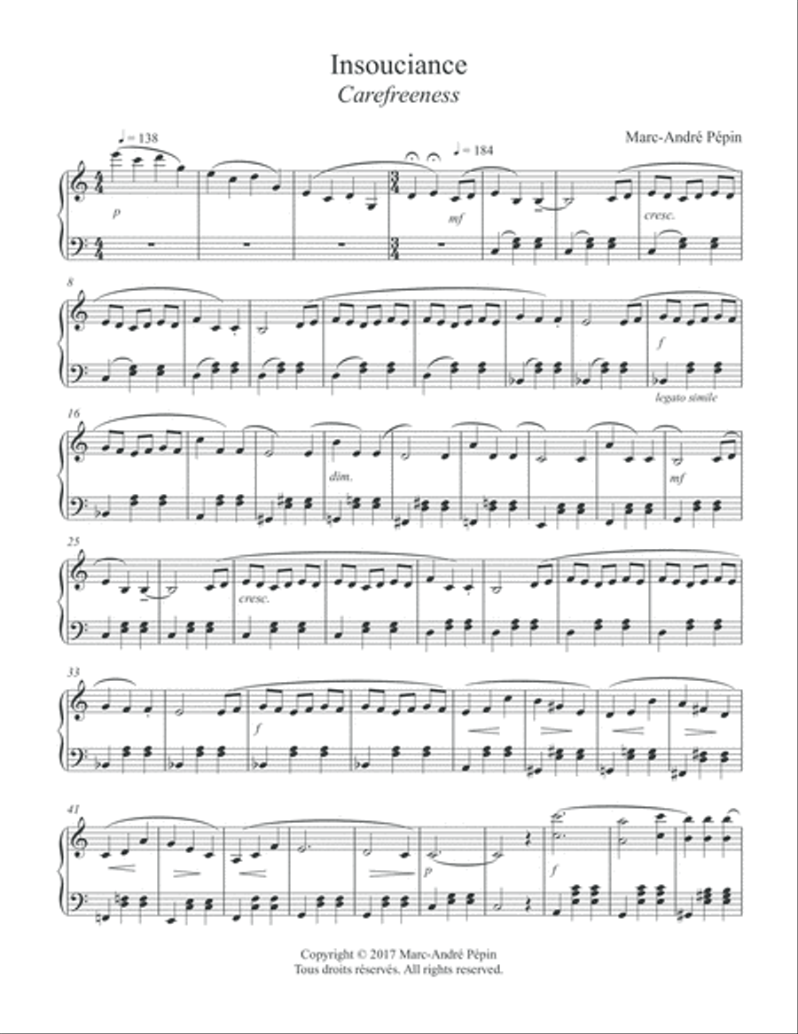 Carefreeness / Insouciance Piano Solo scores gallery preview page 2