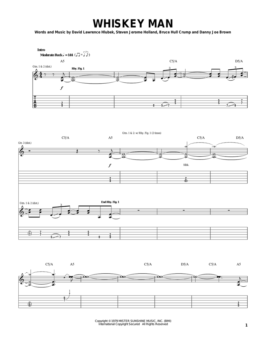Whiskey Man Electric Guitar scores gallery preview page 1