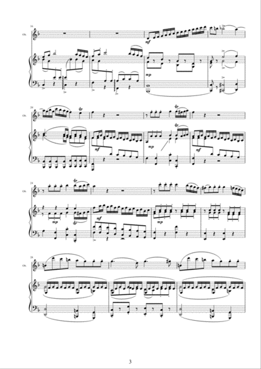 Mozart – Complete Oboe Quartet in F major K370 for Oboe and piano Flute Solo scores gallery preview page 3