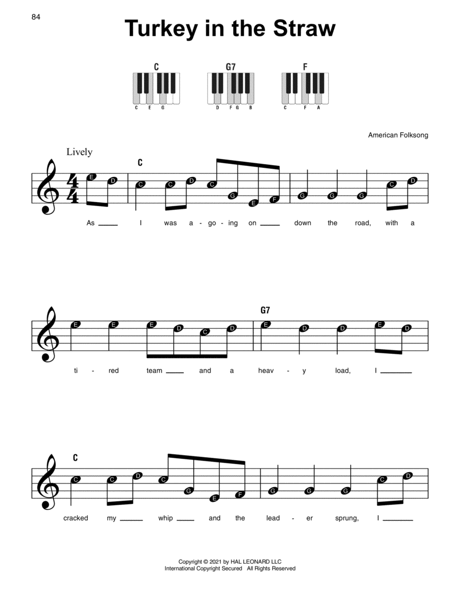 Turkey In The Straw Easy Piano scores gallery preview page 1