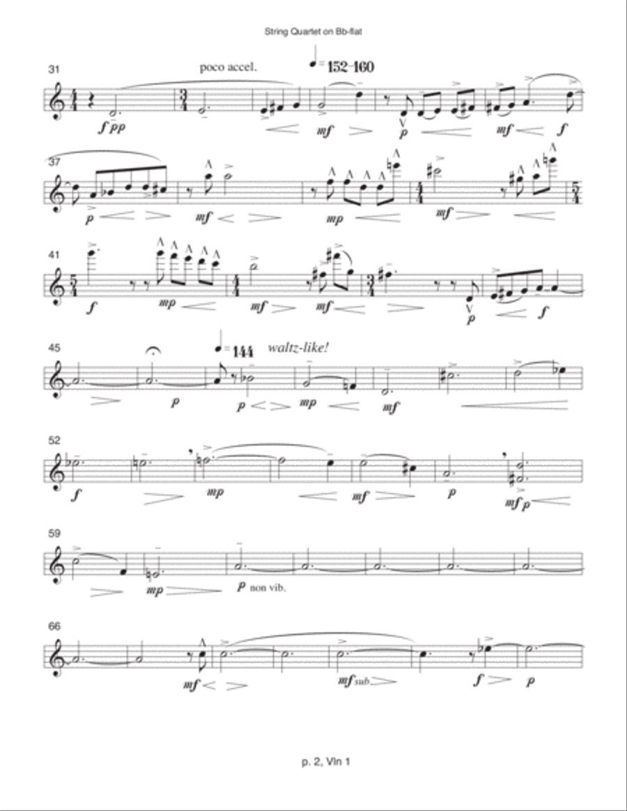 String Quartet on B-flat (1989-90, rev. 1993) violin 1 part String Quartet scores gallery preview page 2