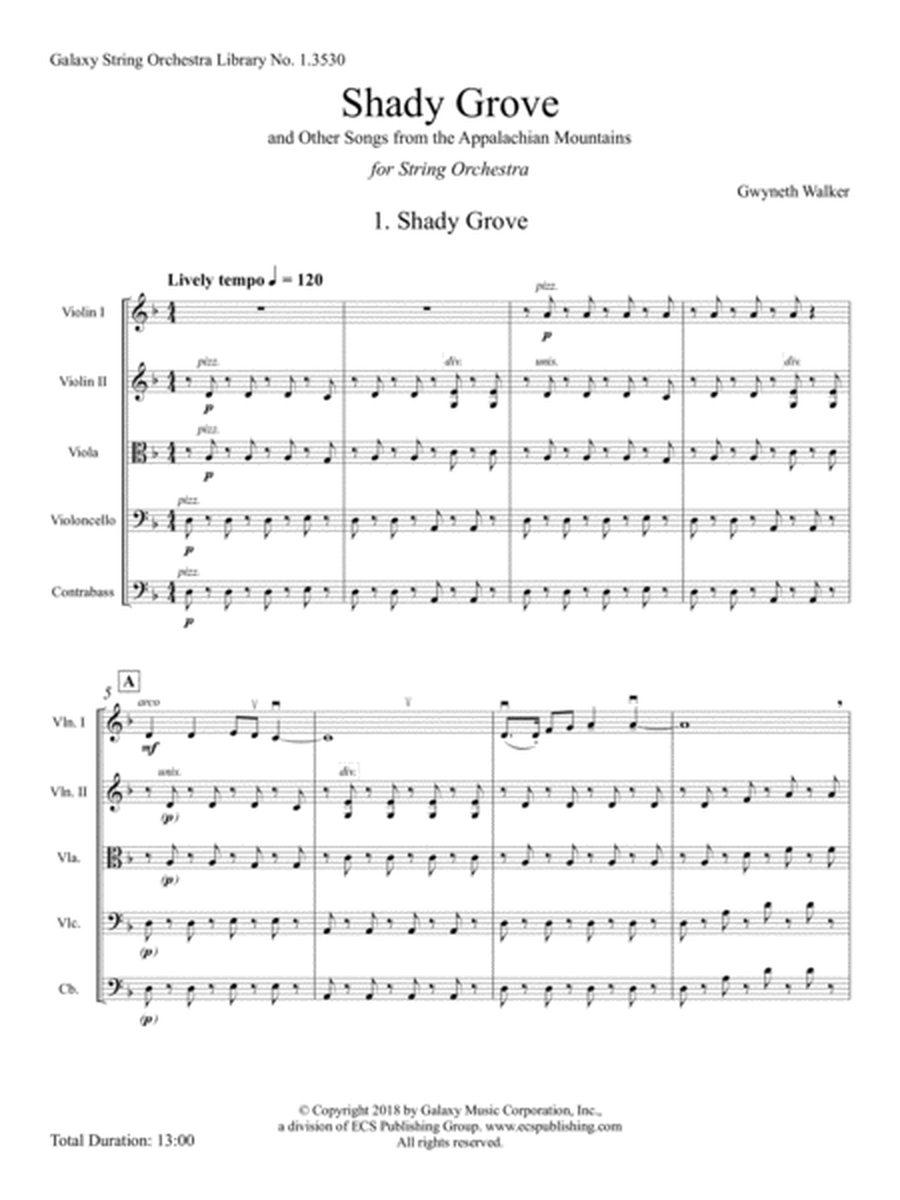 Shady Grove: and Other Songs from the Appalachian Mountains (Downloadable Additional Full Score)