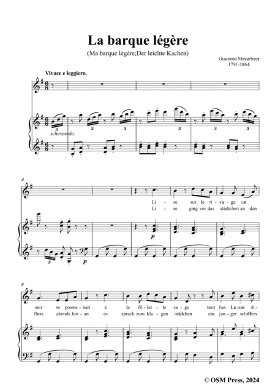 Meyerbeer-La barque légère(Ma barque légère;Der leichte Kachen),in G Major Voice scores gallery preview page 3
