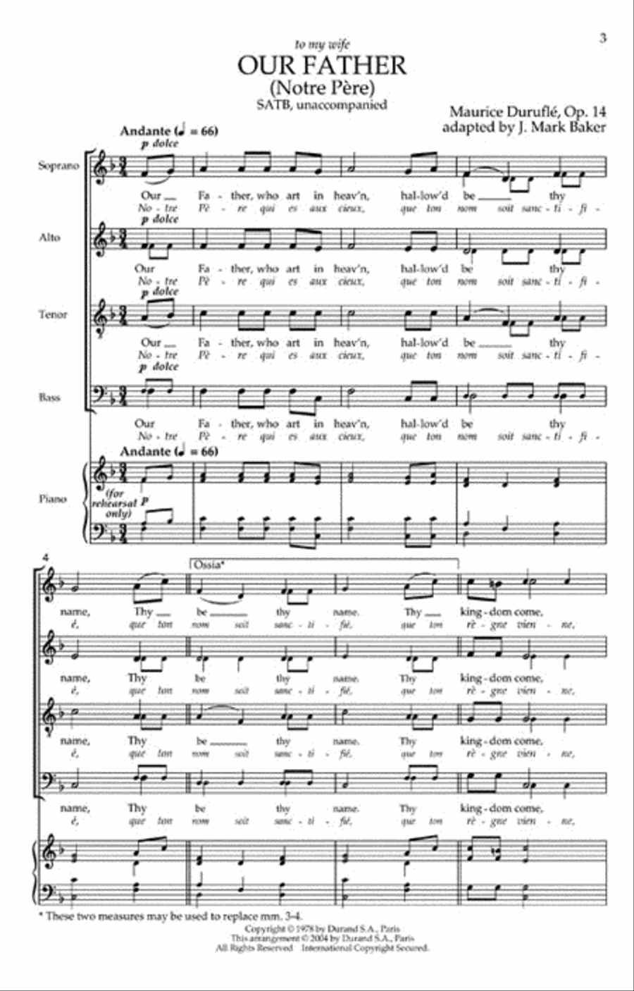 Our Father (Notre Pére) 4-Part scores gallery preview page 2