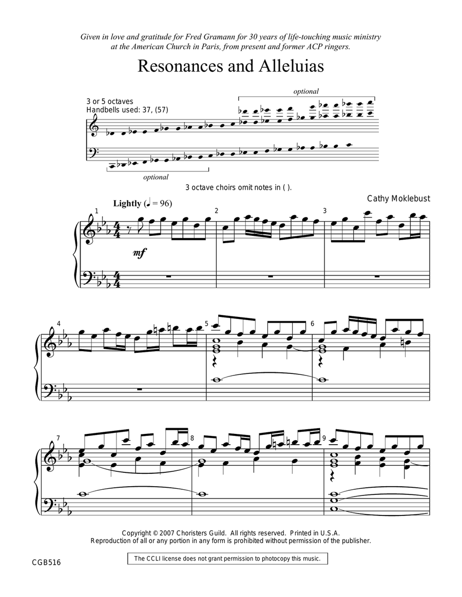 Resonances and Alleluias by Cathy Moklebust Handbell Choir - Digital Sheet Music page 2