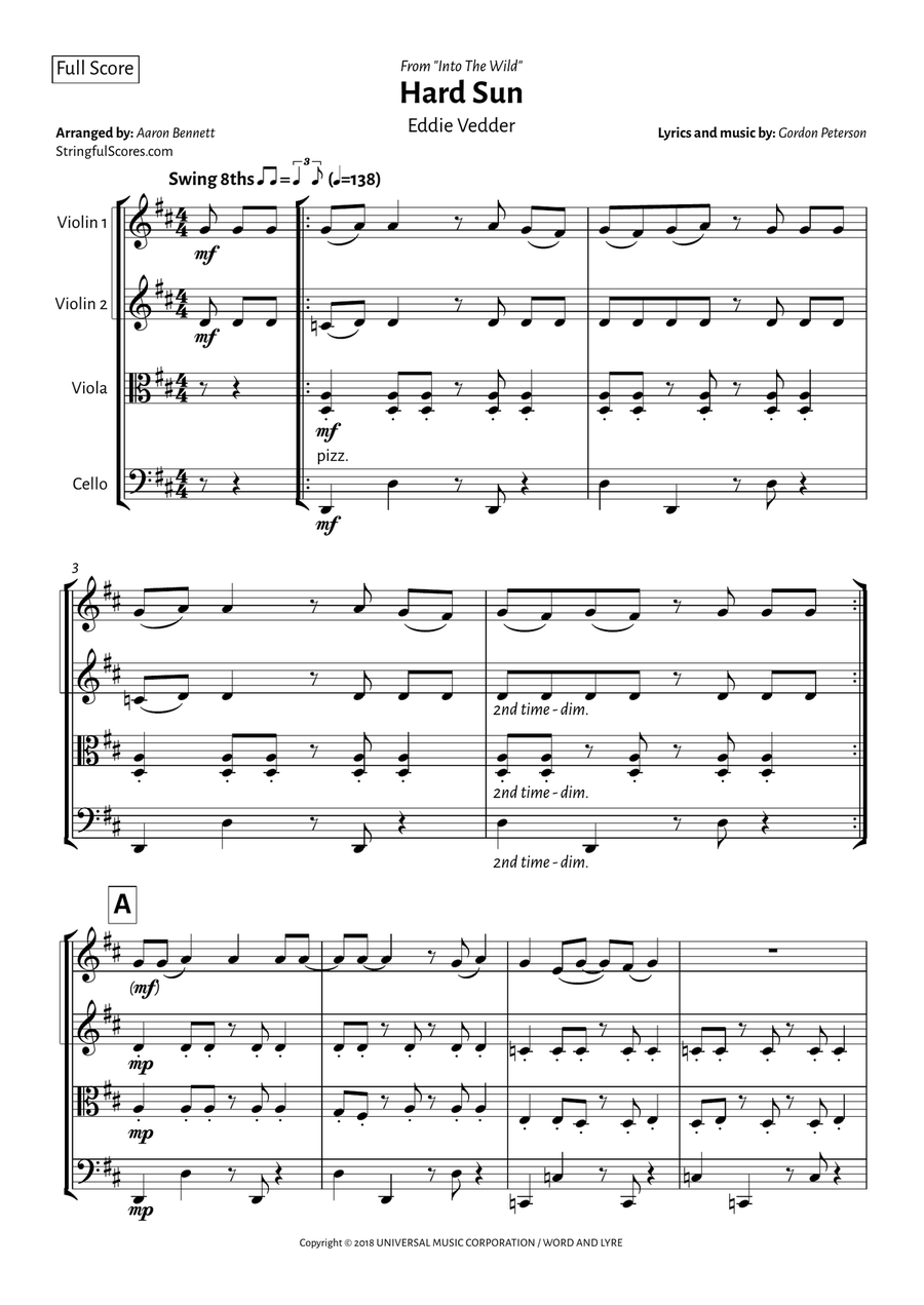 Hard Sun Hard Sun String Quartet scores gallery preview page 1