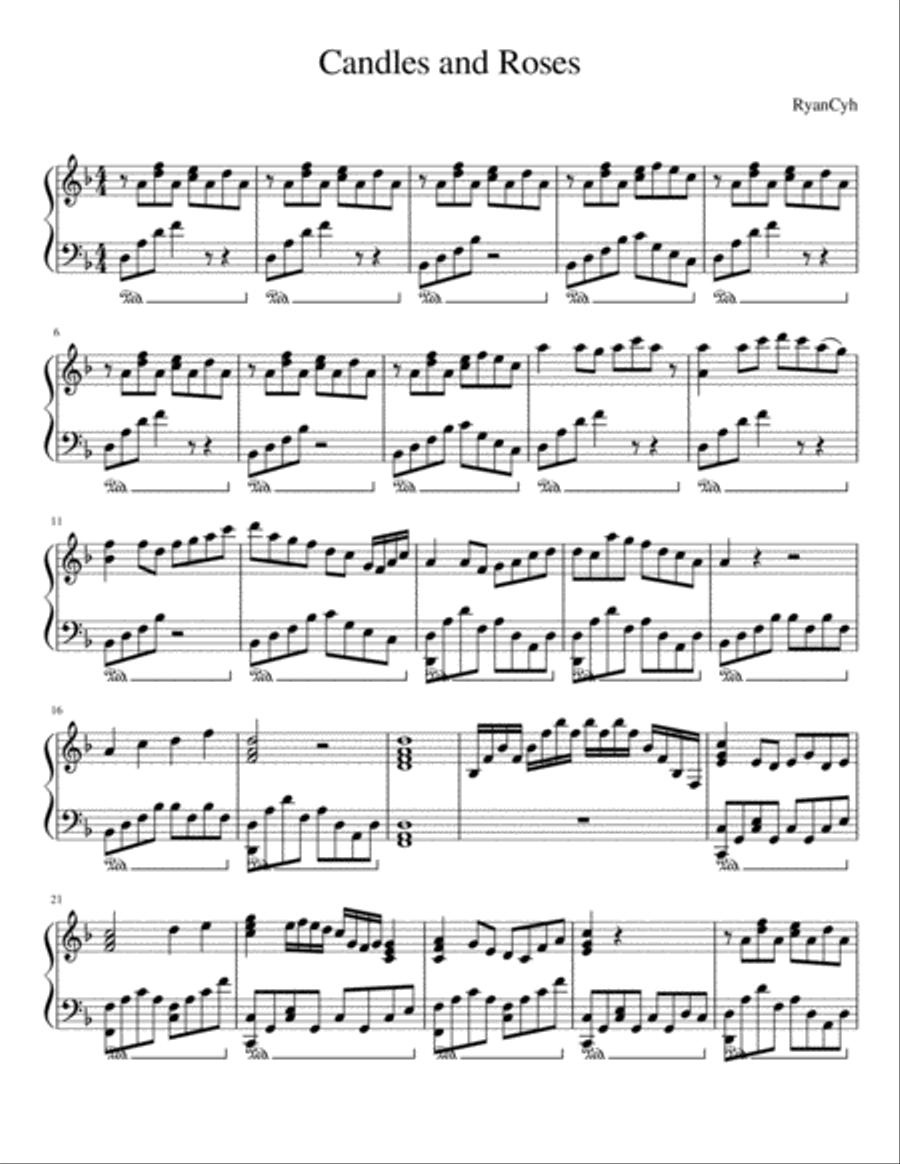 Candles and Roses Candles and Roses Piano Solo scores gallery preview page 1