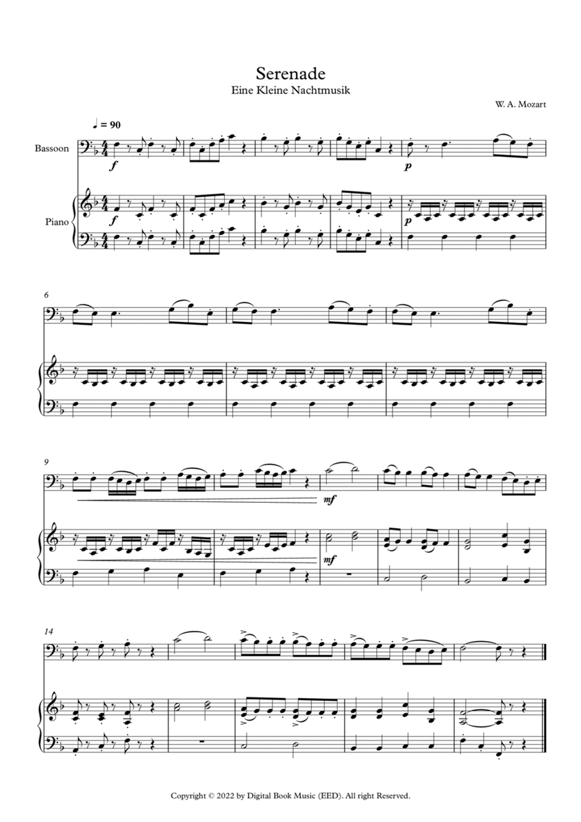 Serenade (Eine Kleine Nachtmusik) - Wolfgang Amadeus Mozart (Bassoon + Piano) image number null