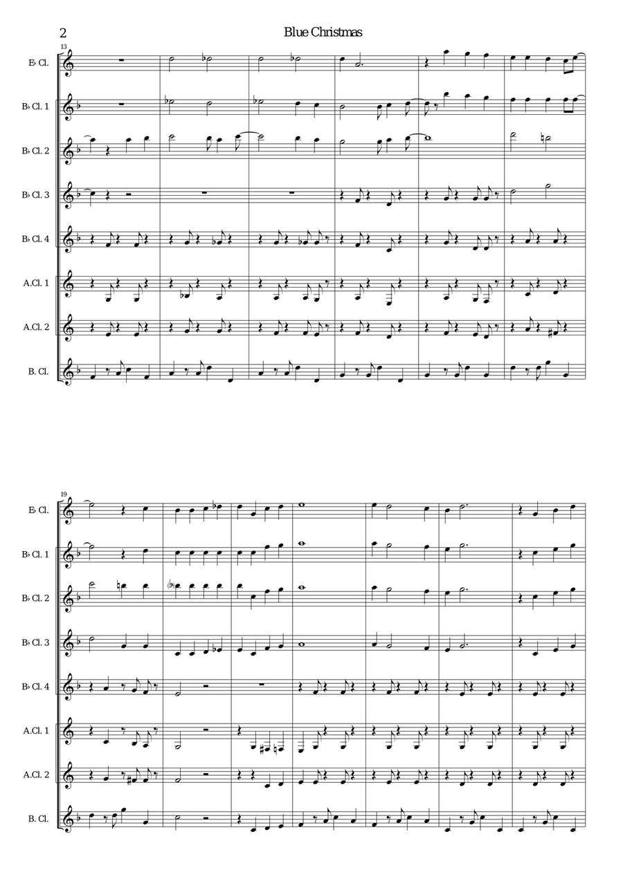 Blue Christmas Woodwind Quartet scores gallery preview page 2