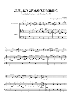 JS Bach • Jesu, Joy of Man's Desiring | Cantata BWV 147 | acoustic guitar sheet music w/ piano accom