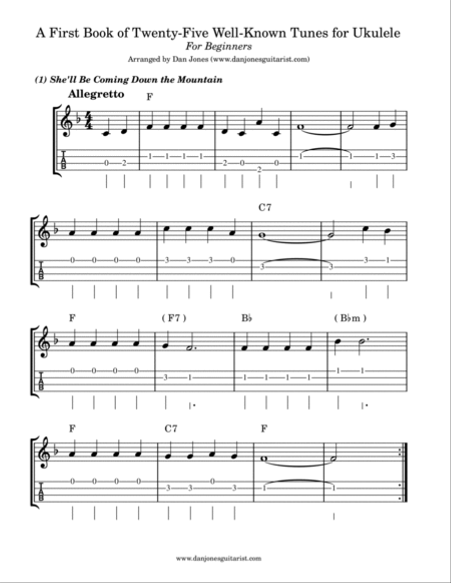 A First Book of Twenty-Five Well-Known Tunes for Ukulele, for Beginners Ukulele scores gallery preview page 4