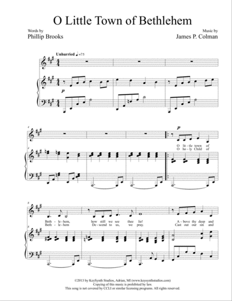 O Little Town of Bethlehem Low Voice scores gallery preview page 3