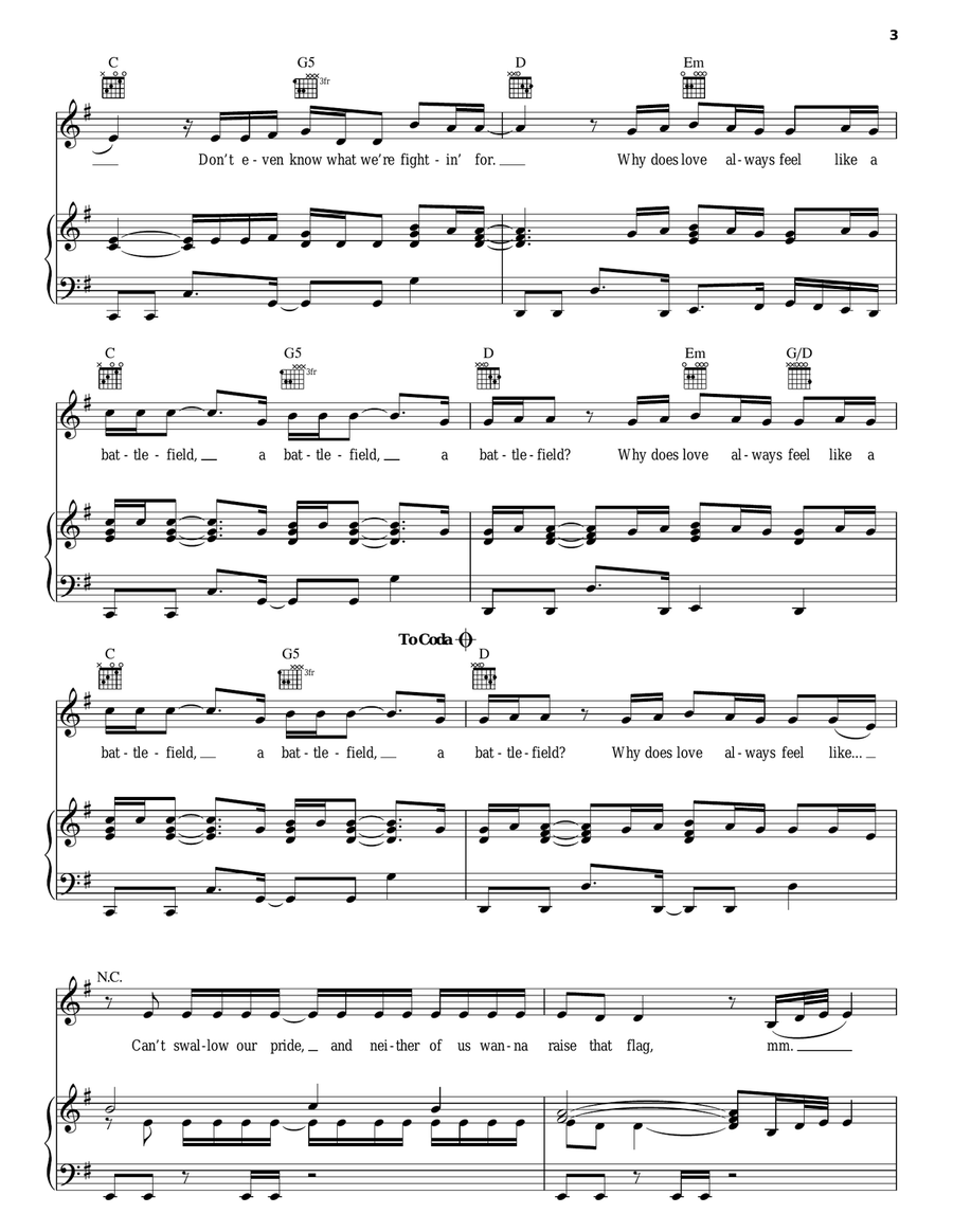 Battlefield Piano, Vocal, Guitar scores gallery preview page 3