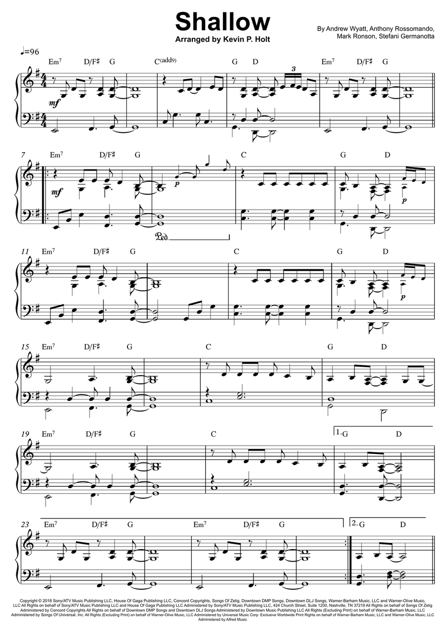 Shallow Shallow Piano Solo scores gallery preview page 1