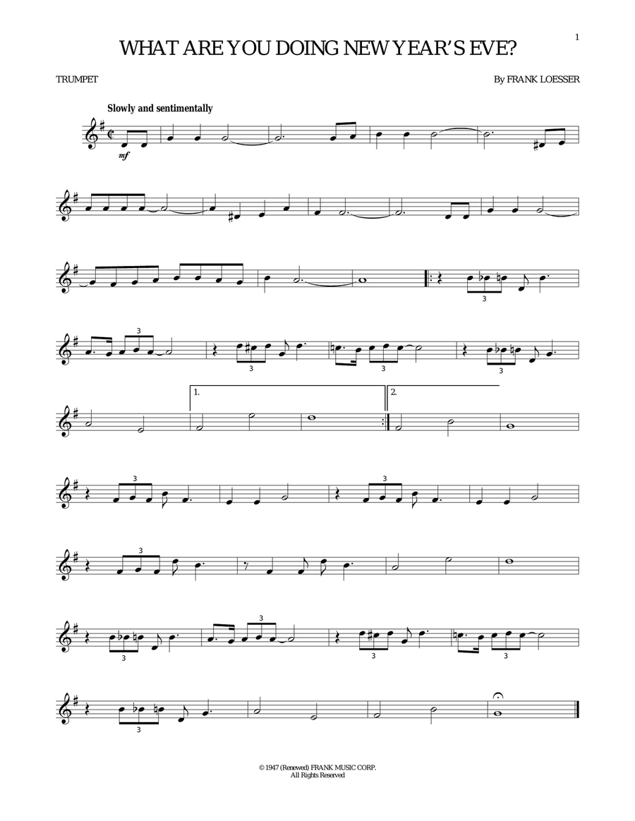 What Are You Doing New Year's Eve? Trumpet Solo scores gallery preview page 1